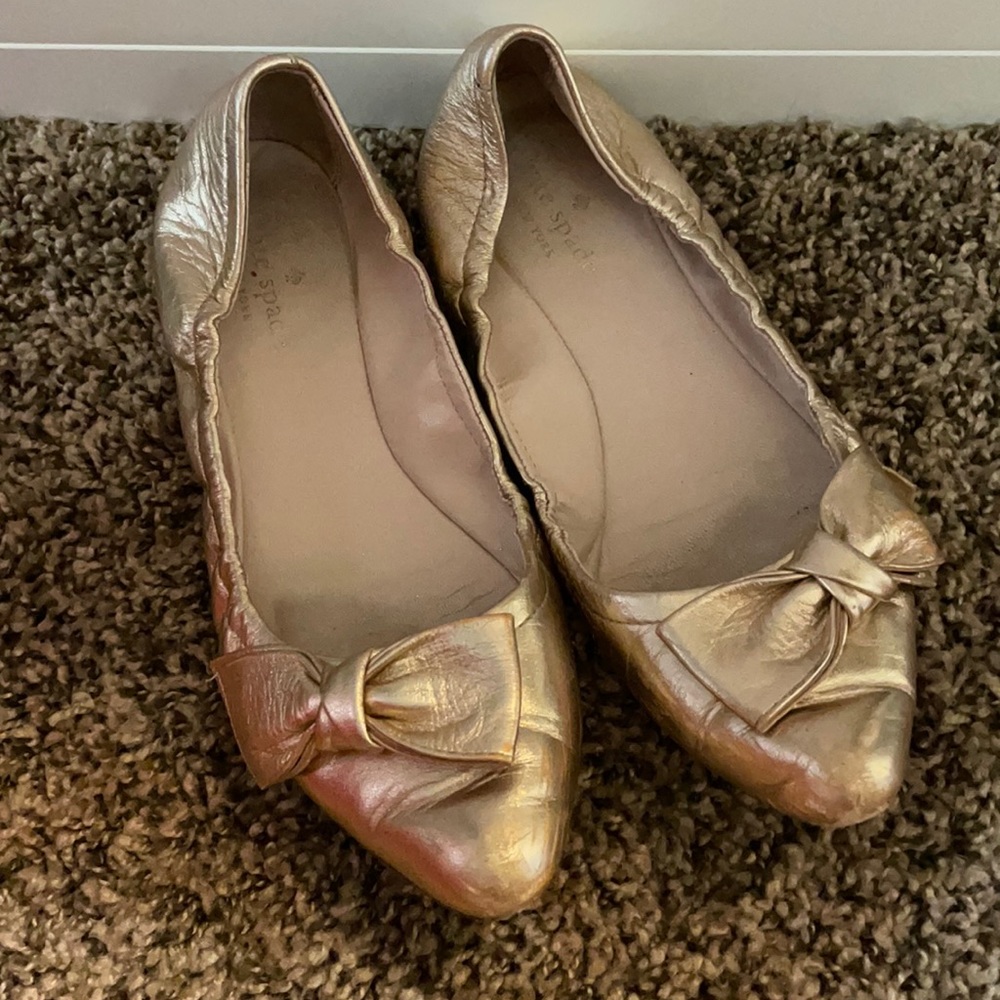 Kate Spade rose gold leather flats